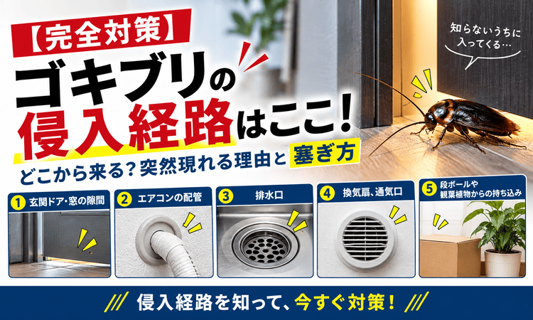 【完全対策】ゴキブリの侵入経路はここ！どこから来る？突然現れる理由と塞ぎ方